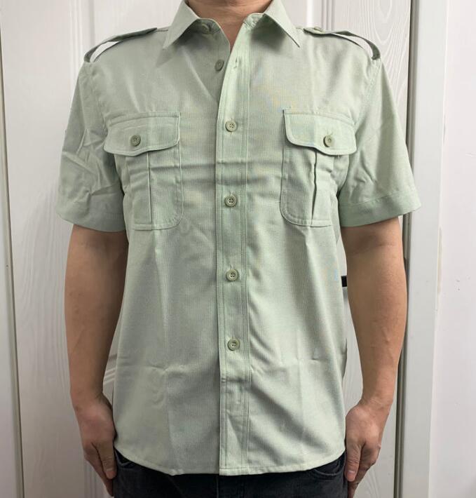Military Shirt Summer Short Sleeve Men Blouse Green Chinese Vintage